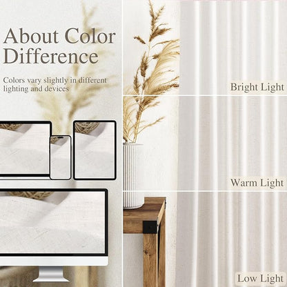 Ivory White Curtains 96 Inches Long 2 Panels - Image 5