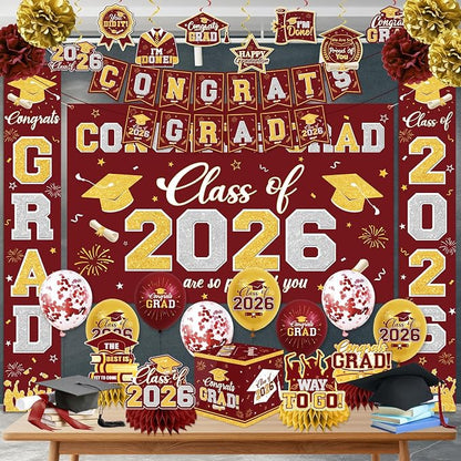 Graduation Decorations Class of 2026 Maroon and Gold Graduation Decorations - Image 3