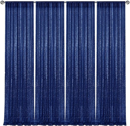 2×8FT-4PCS Navy Sequin Backdrop Curtains Panels, Photography Backdrop Glitter - Image 8