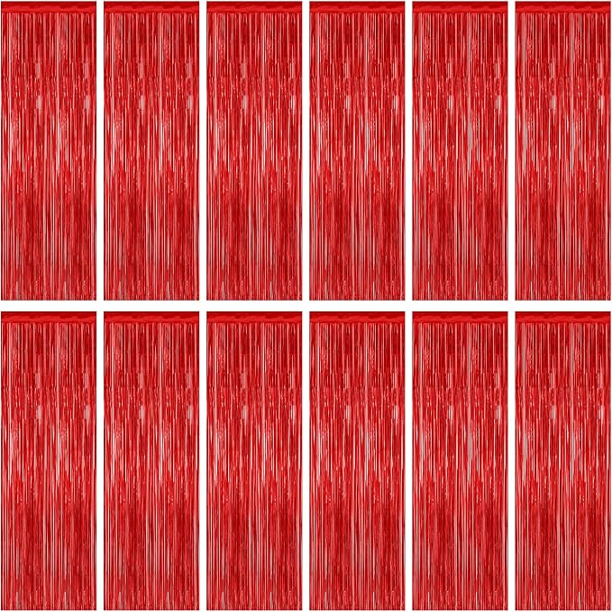 ZATAYE 12 Pack Red Valentines Christmas Foil Curtain Streamer Decorations | Red by ZATAYE