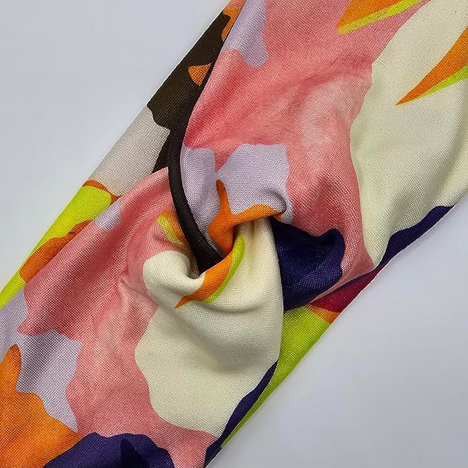 Soft Stretchy Headband, 3-in-1 Versatile Twist Style, One-Piece (Abstract Floral Neons, Child)