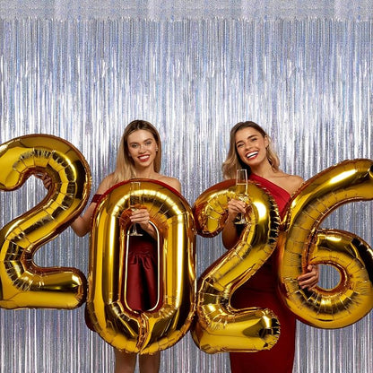 ZATAYE 12 Pack Glitter Silver New Years Eve Foil Curtain Decorations | Glitter - Image 5