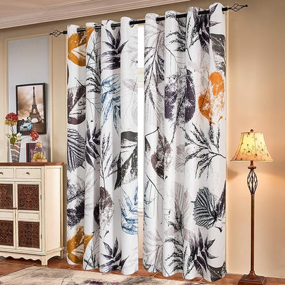 SUBRTEX Light Flitering Curtains 52Wx84L, Room Darkening Vibrant Floral Drapes by Subrtex