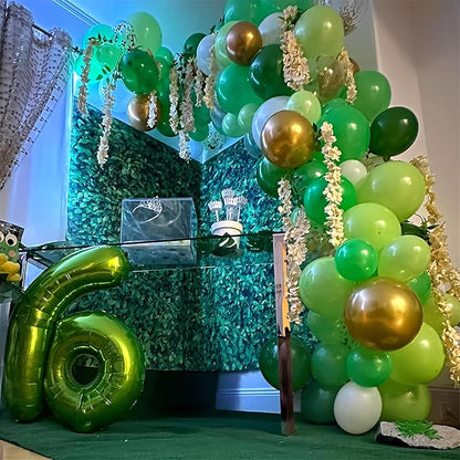 Green Gold Balloons Set, Dark Green Pearl Lime Green Metallic Gold White - Image 4