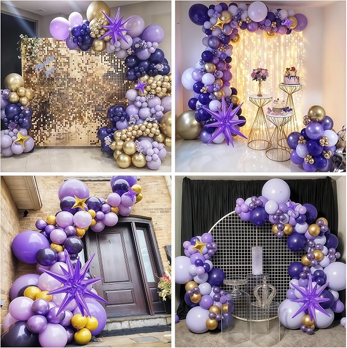 Purple Balloon Arch Kit 110PCS Dark Purple and Gold Balloon Garland - Image 6