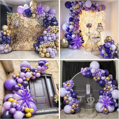 Purple Balloon Arch Kit 110PCS Dark Purple and Gold Balloon Garland - Image 6