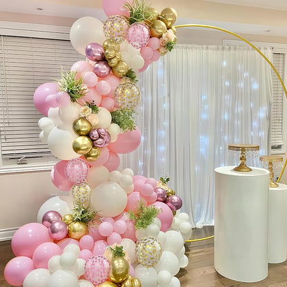 Pink Gold Balloons Set, 12 Inch Pink White Latex Balloons Pink Confetti Helium - Image 4