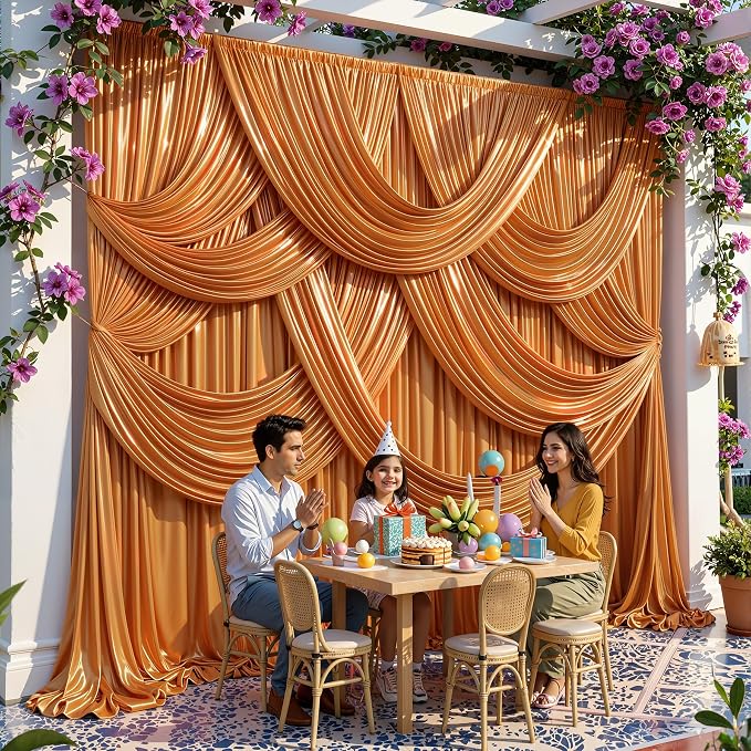 40x10ft Rust Orange Glitter Backdrop Curtain - Image 6