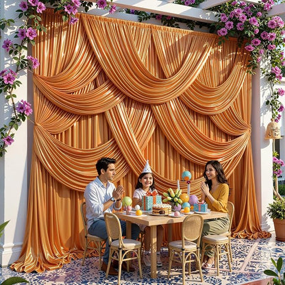 40x10ft Rust Orange Glitter Backdrop Curtain - Image 6