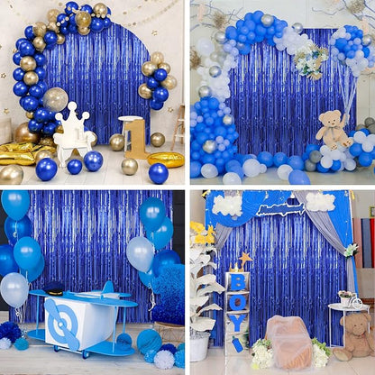 Crosize 4 Pack Dark Blue Party Streamers Backdrop, 3.3 x 9.9 ft | Tinsel Foil - Image 6