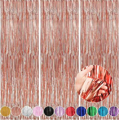 5 Pack 3.3 x 9.9 ft Rose Gold Fringe Backdrop Streamers Party Decorations | by Crosize
