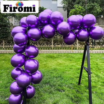 Firomi Metallic Chrome Purple Balloons 12-inch 100 Pack | Thicken Shiny Helium - Image 4