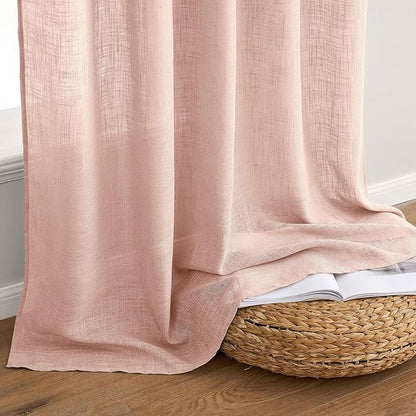 MIULEE Blush Pink Linen Curtains 52x96 Inches Long 2 Panels - Image 7