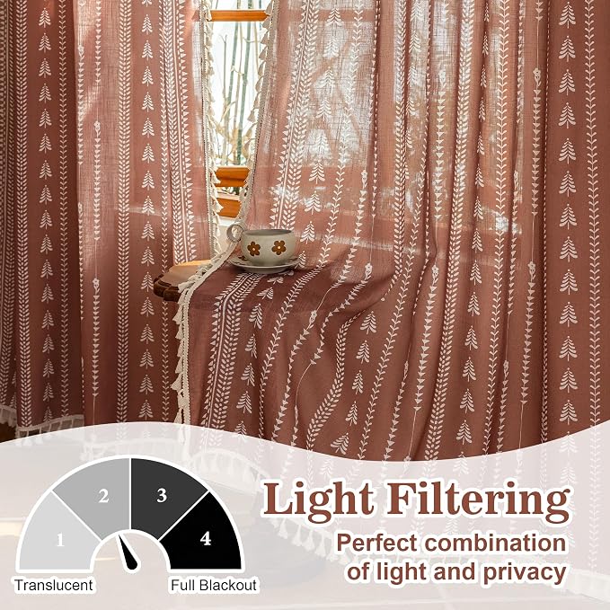 Boho Terracotta Curtains 63 Inch Length - Image 7