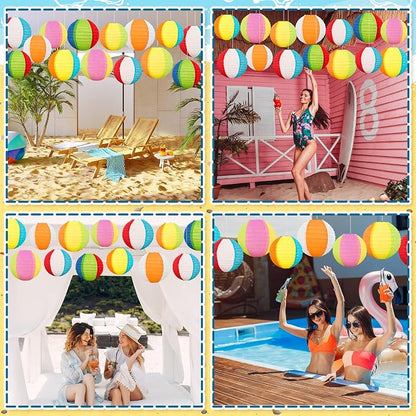 ‎Renbuzhu 15PCS Pool Party Decorations Beach Ball Paper Lanterns - Image 2