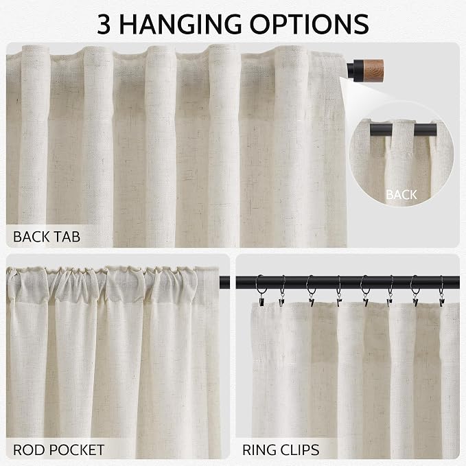 Mousse White Linen Curtains 84 Inches Long - Image 2