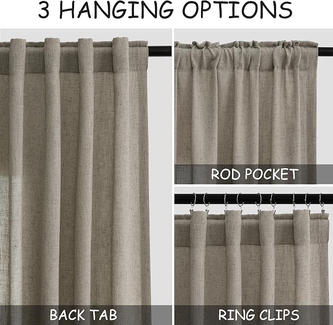 Mocha Linen Curtains 84 Inches Long - Image 2