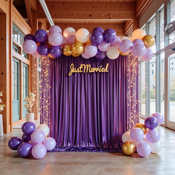 20x10ft Thick Purple Glitter Backdrop Curtain Panels - Image 9