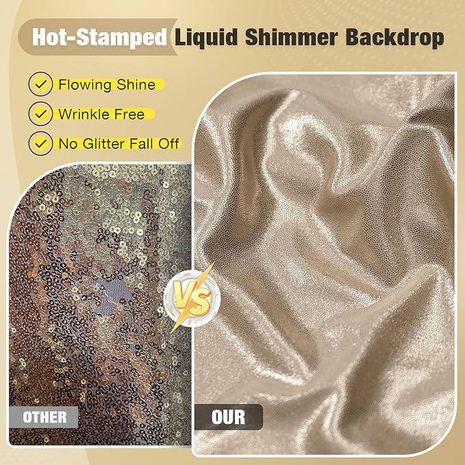20x10FT Champagne Sequin Backdrop Curtain - Image 2