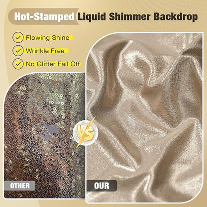 20x10FT Champagne Sequin Backdrop Curtain - Image 2
