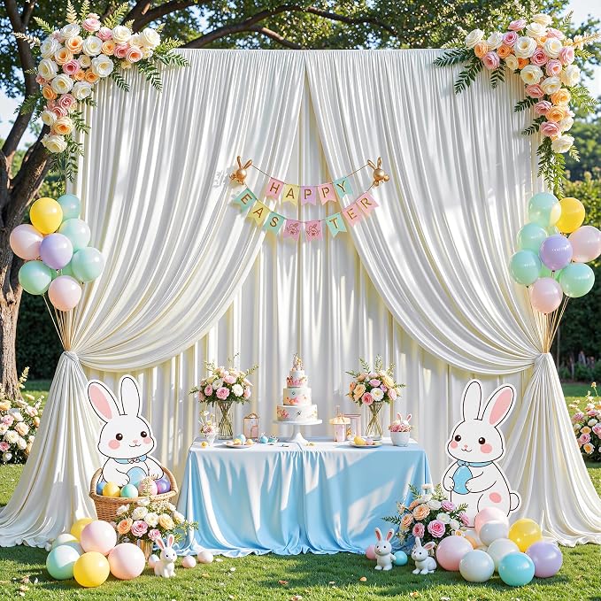 10x10 ft Ivory Glitter Backdrop Curtain - Image 7