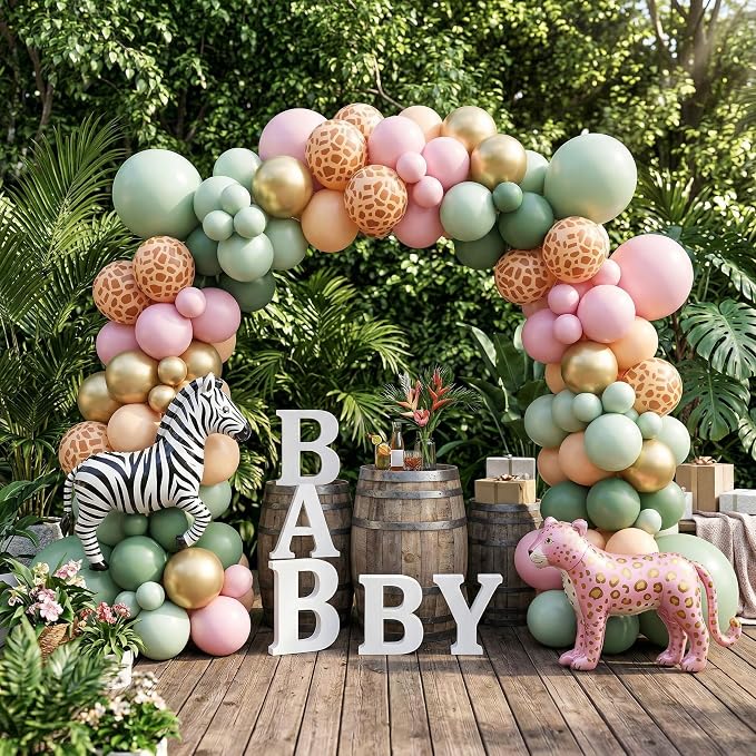 Sage Green Pink Gold Balloons Wild One Birthday Decorations 12inch Light Pink - Image 5