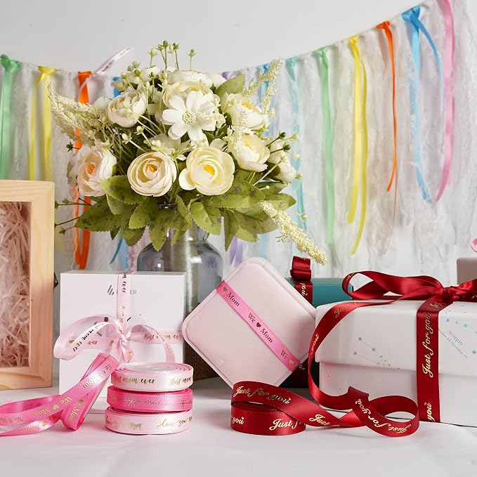 Pink Ribbon for Gift Wrapping Thank You Just for You Ribbon Mothers Day Gift - Image 8