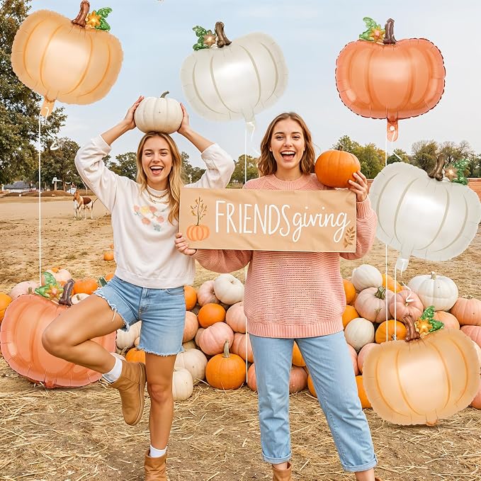 Little Pumpkin Foil Balloon Set 6 Pcs 21 Inch Friendsgiving | Six 21-inch - Image 6