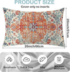 Satin Pillowcase 1 Pack-Boho Vintage Silky Pillow Cover for Hair and Skin,Standard Size 20x26 Inch Soft Cooling Printed Pillow Cases with Hidden Zipper,Gifts for Women Men