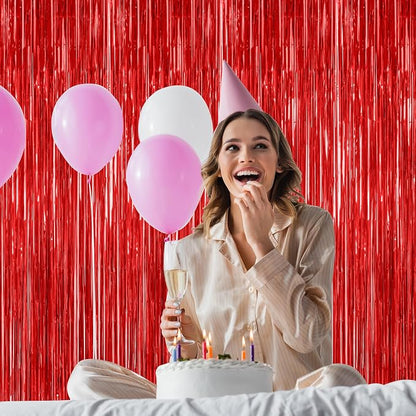 ZATAYE 8 Pack Red Valentines Christmas Foil Curtain Streamer Decorations | Red - Image 6