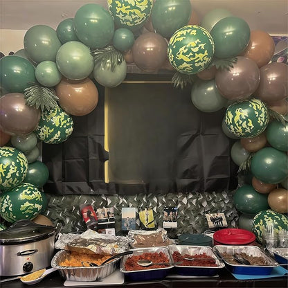 Green and Brown Army Balloons Set, 12 Inch Dark Sage Green Retro Light Coffee - Image 5