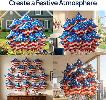 Dream Decor American Flag Star Balloons 12 Pack – 18 Inch Patriotic Foil Star - Image 2