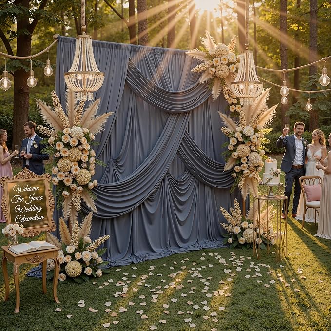 10ft x 10ft Wrinkle Free Charcoal Backdrop Curtains - Image 8