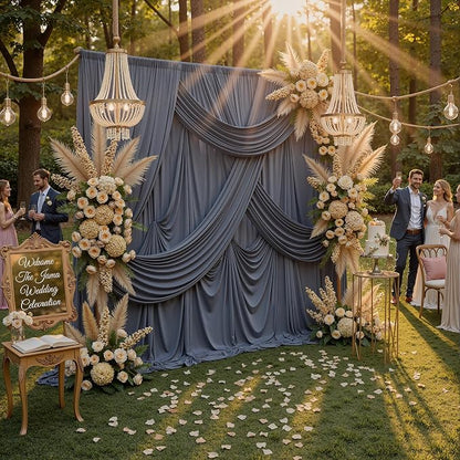 20ft x 10ft Wrinkle Free Charcoal Backdrop Curtain - Image 7