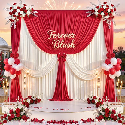 40ft x 10ft Wrinkle Free Red Backdrop Curtains - Image 6