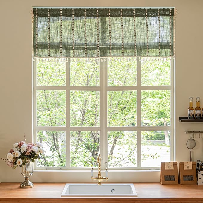 Sutuo Home Boho Valance Short Curtains Tier - Image 7