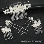 Pearl Hair Combs and Hair Pins for Bridal Women, Decorative Hair Accessories for Wedding Prom, Set of 5 (Silver)