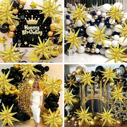 HILAVO 8PCS Gold Star Balloons, 22Inch Large Explosion Star Balloons Aluminum - Image 5