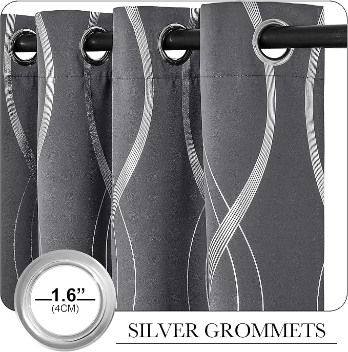 NICETOWN Small Blackout Grey Cafe Curtain Panels - Image 3