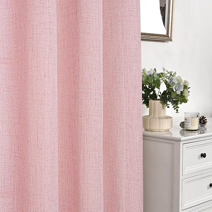 YoungsTex Light Pink Linen Curtains 84 Inch Length - Image 4
