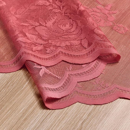 SEEKRIGHT Coral Lace Curtains 63 Inch Length 2 Panels Set Country Floral Sheer - Image 8