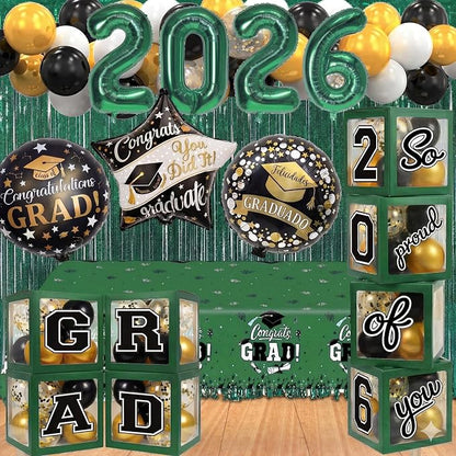 Black and Green Graduation Decorations Class of 2026 by UJoyant