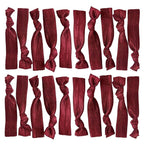 Kenz Laurenz Hair Ties 20 Elastics Ponytail Holder Set No Crease Ribbon Bands (Maroon)