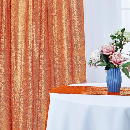 4×8FT-2PCS Orange Sequin Backdrop Curtains Panels, Photography Backdrop Glitter - Image 4