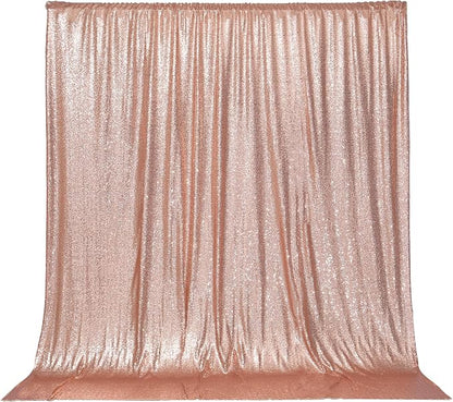 PartyDelight Rose Gold Sequin Backdrop 6x8ft Sparkly Photo Curtain | 4 Inch Rod - Image 8