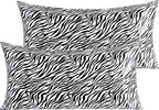 NTBAY 2 Pack Satin King Pillowcases for Hair and Skin, Luxurious and Silky Zebra Printed Pillow Cases with Envelope Closure, 20x36 Inches, Black and White
