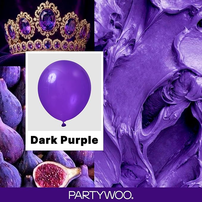 PartyWoo Dark Purple Balloons 120pcs Royal Purple Color 18 12 10 5 Inch | 18 12 - Image 2