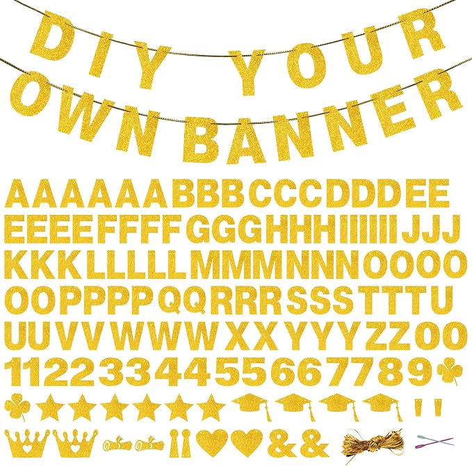 131 PCS Custom Banner 5" DIY Party Letter Banners Personalized Decor | Glitter by Unknown