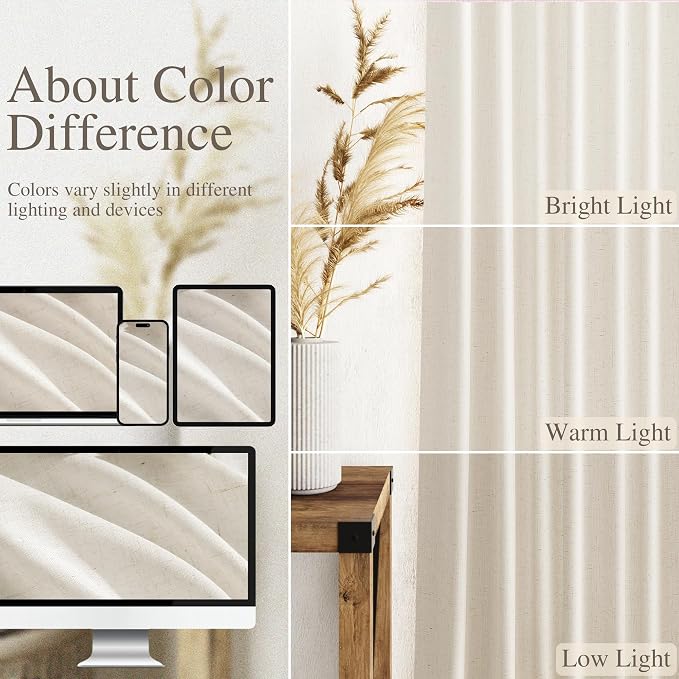 Modern Linen Curtains 63 Inch Length - Image 3