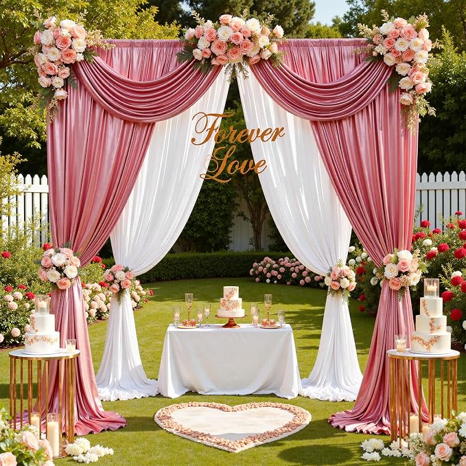 50x10ft Shimmer Rose Gold Sequin Backdrop Curtain - Image 5